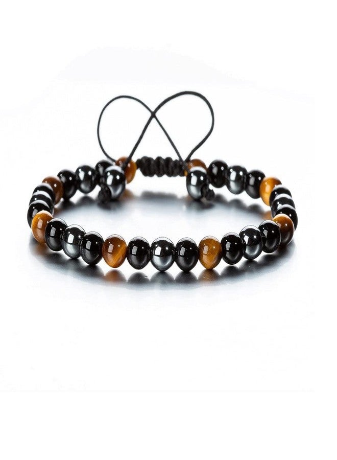 EDMIRIA Semi Precious Stones Reiki Chakra Healing Crystal Fengshui Stretchable Bracelet - Triple Protection Bracelet To Bring Luck and Prosperity for Men and Women (6mm Adjustable) - Image 1