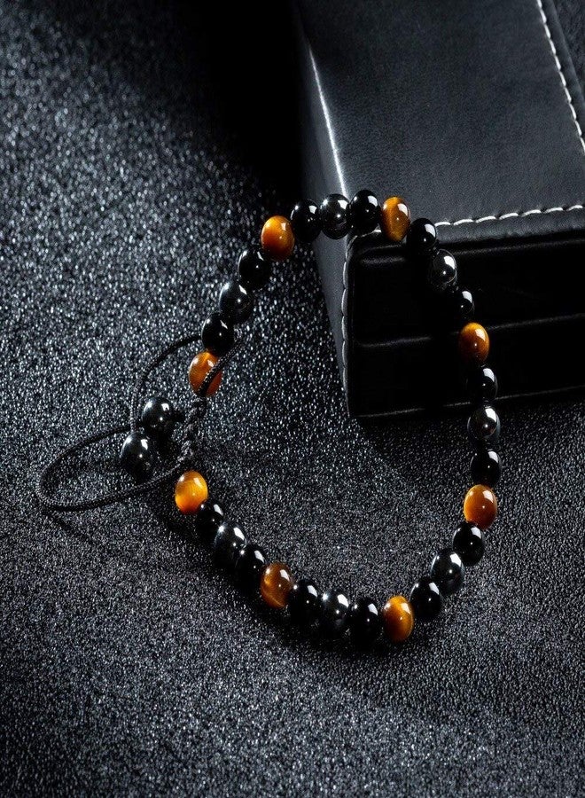 EDMIRIA Semi Precious Stones Reiki Chakra Healing Crystal Fengshui Stretchable Bracelet - Triple Protection Bracelet To Bring Luck and Prosperity for Men and Women (6mm Adjustable) - Image 4