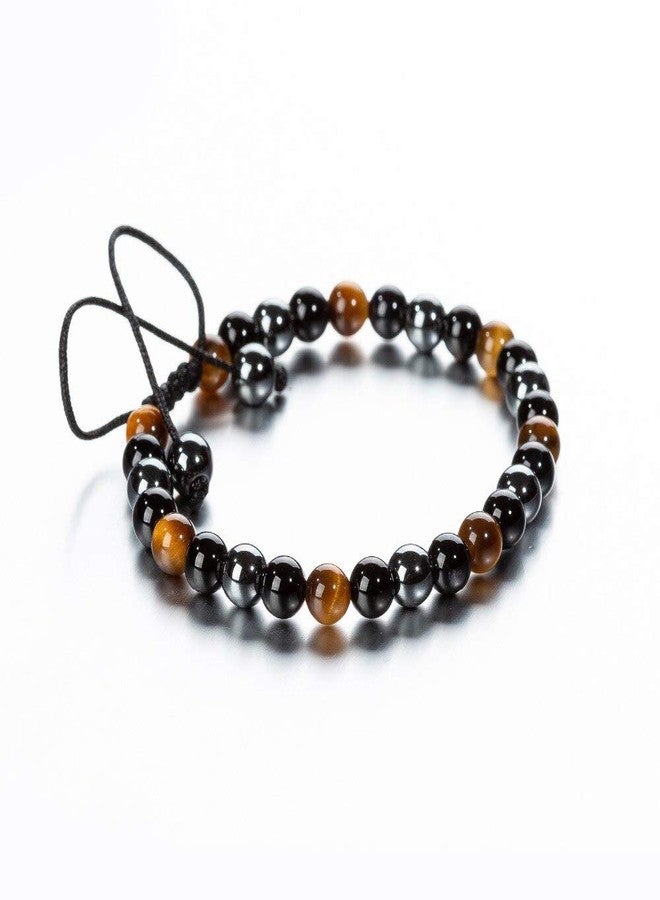 EDMIRIA Semi Precious Stones Reiki Chakra Healing Crystal Fengshui Stretchable Bracelet - Triple Protection Bracelet To Bring Luck and Prosperity for Men and Women (6mm Adjustable) - Image 2