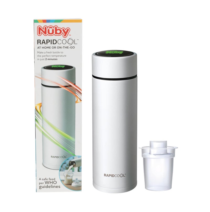 Nuby RapidCool Portable Baby Bottle Maker, Prepare A Formula Feed in Just 2 Minutes, Ideal for Travel Bottles and Night Feeds. Includes Milk Powder Dispenser and Digital Lid. No Filter Needed. - Image 1