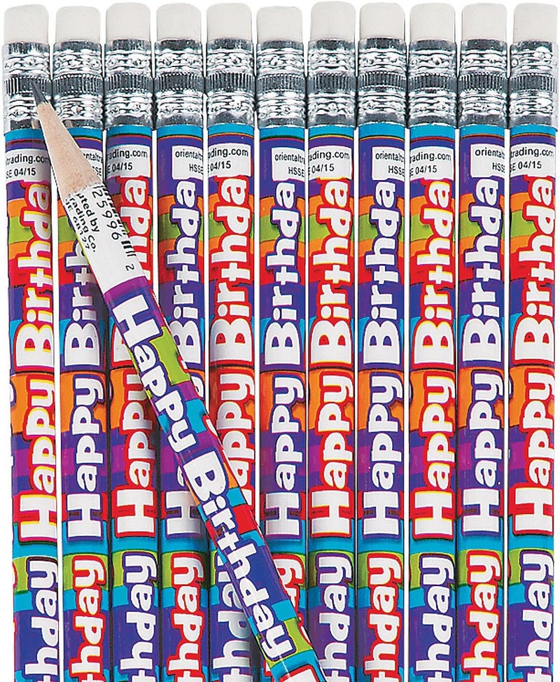 Fun Express Happy Birthday Pencils - Bulk Set of 24 for Classroom Supplies and Party Favors - Image 1