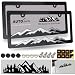 ZXFOOG Mountain License Plate Frames Plastic Black Car Tag Holder Bracket with Screws Caps 2 Packs 2 Hole Silver on Black Mountain Vinyl Sticker Included - Image 2