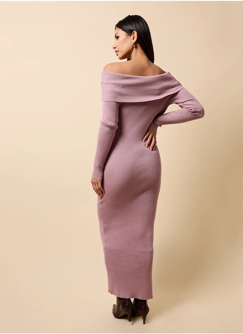 ليتل مسترس Button Detail Off Shoulder Maxi Dress