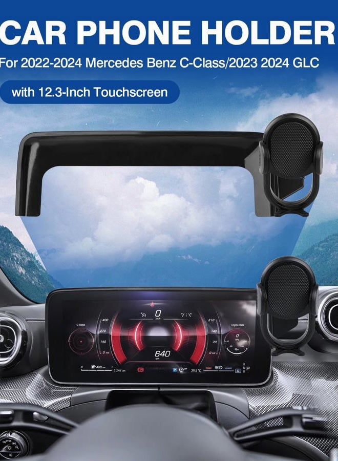 Autorder Car Phone Holder for 2022-2024 Mercedes Benz C-Class/2023 2024 GLC Accessories Phone Mount Screen Cell Phone Automobile Cradles Hands-Free 360 Degree Rotation - Image 2