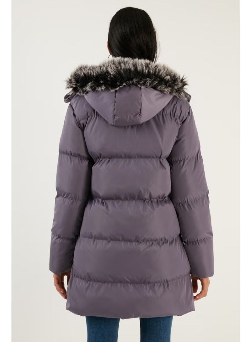 Lela Women's Coat with Faux Fur Collar, Removable Hooded and Pocketed Puffer Coat 5761645 - Image 5
