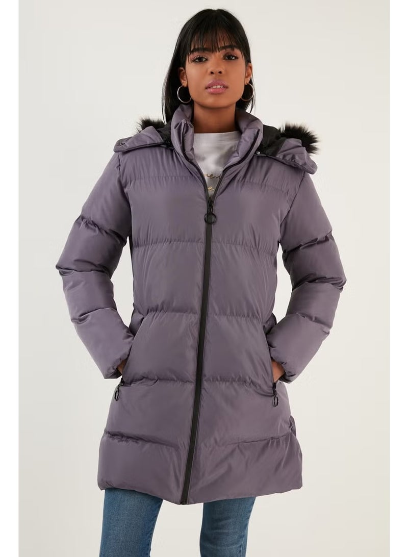 Lela Women's Coat with Faux Fur Collar, Removable Hooded and Pocketed Puffer Coat 5761645 - Image 2
