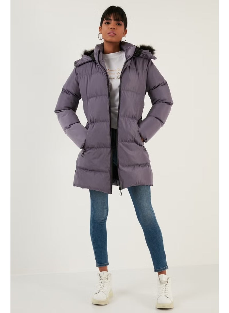 Lela Women's Coat with Faux Fur Collar, Removable Hooded and Pocketed Puffer Coat 5761645 - Image 4