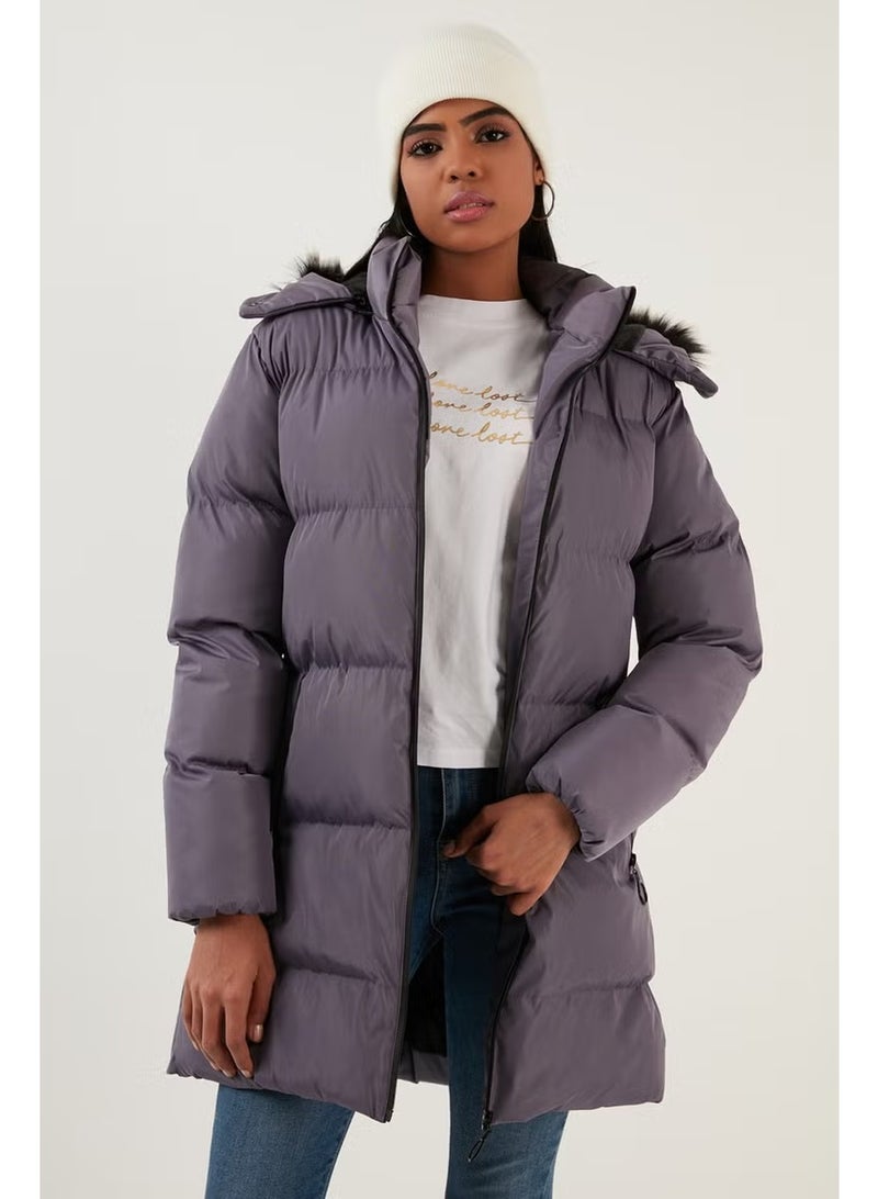 Lela Women's Coat with Faux Fur Collar, Removable Hooded and Pocketed Puffer Coat 5761645 - Image 3