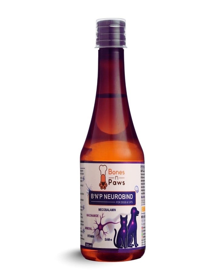 Bones N paws Bones & Paws B’N’P Neurobind Syrup for Dogs & Cats (200 ml) | Methylcobalamin, SAM-e,Niacinamide | Brain, Nerve, Cognitive Support, Memory, Learning, Focus, Mood Balance - Image 1