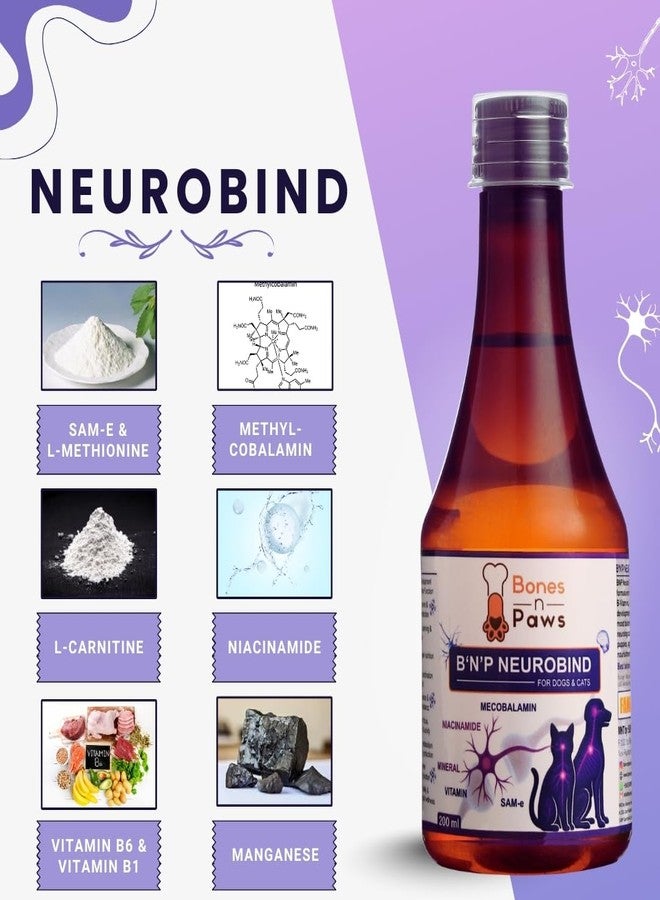 Bones N paws Bones & Paws B’N’P Neurobind Syrup for Dogs & Cats (200 ml) | Methylcobalamin, SAM-e,Niacinamide | Brain, Nerve, Cognitive Support, Memory, Learning, Focus, Mood Balance - Image 3