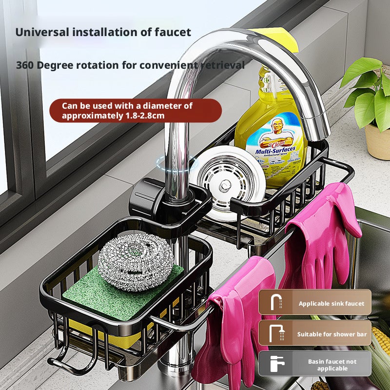 Aluminum Alloy Kitchen Faucet Shelf with Drain Tray - Image 4