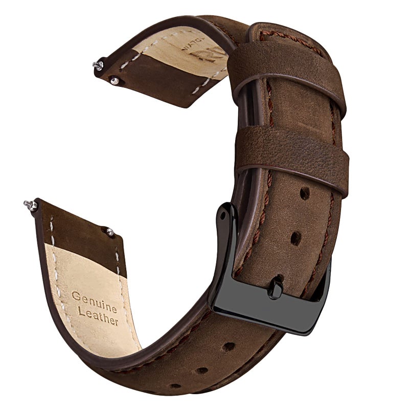 Ritche Quick Release Leather Watch Bands Genuine Watch Straps for Men Women Top Grain Leather Watch Strap Saddle Brown Black Fathers Day gifts - Image 2