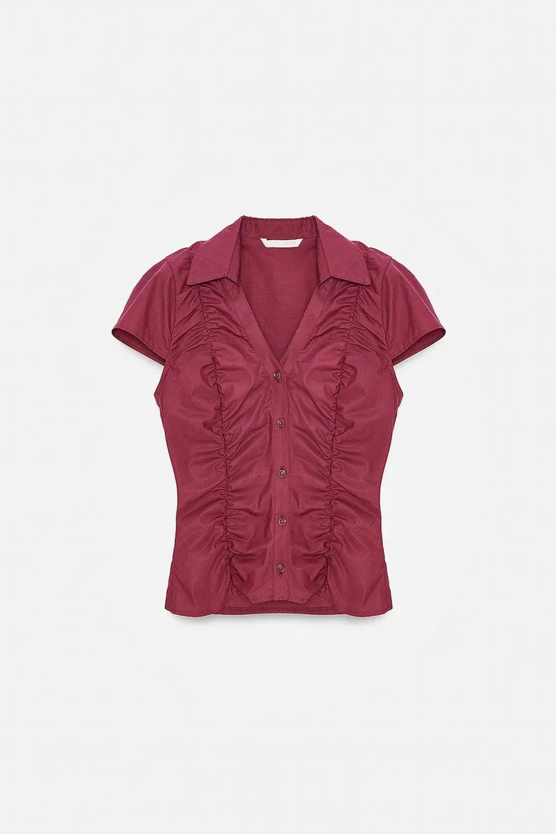 DILVIN Fitted Cotton Poplin Button Blouse