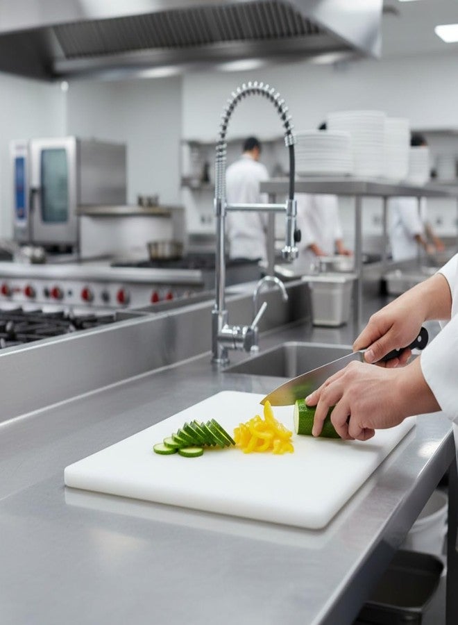 TrueCraftware- 15" x 9" x 1/2" Utility Cutting Board White Plastic with Handle- Non-Skid Plastic Chopping Board Cutting Board for Kitchen Meat Vegetables Fruits Home Restaurants Dishwasher Safe - Image 2