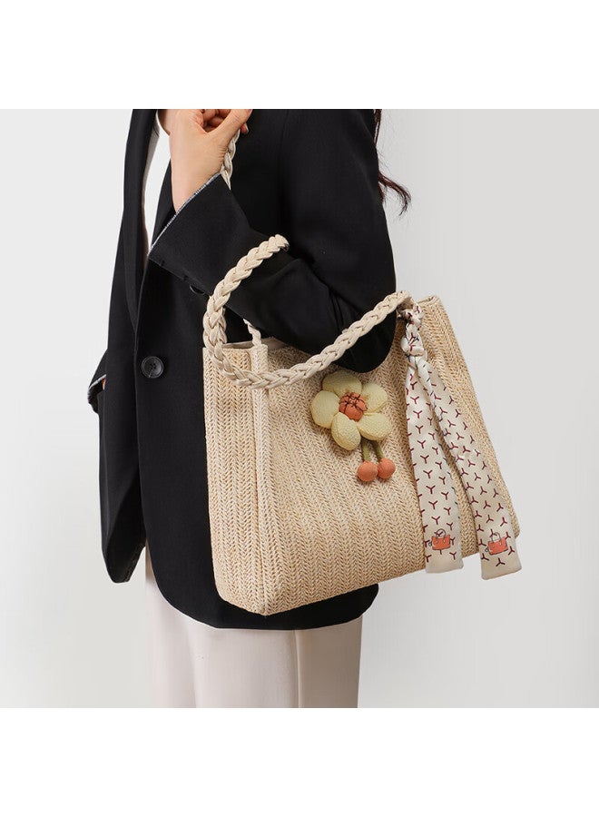 Viney Tote Bag Women's Large Capacity Commuting Handwoven Straw Bag Birthday Gift High-end Feeling For Girlfriend Wife - Image 1