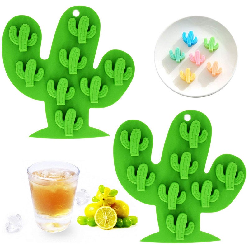 Fewo 2Pcs Mini Cactus Ice Cube Tray Cacti Silicone Molds Set for Chocolate Candy Cake Cupcake Soap Baking Jello Cookie Wax Crayon - Image 2