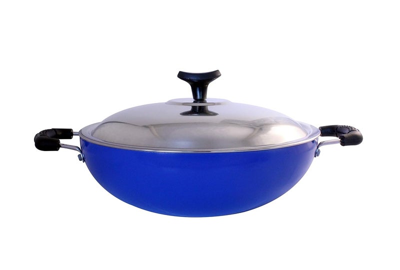 CRYSTAL Crystal Eco Series Nonstick Cookware Set, 5 Pcs, Royal Blue | 2.5 mm Thickness | PFOA Free Non Stick Coating | Tawa 250 mm | Fry Pan 240 mm | Kadai with Steel lid 240 mm | Tadka pan/Vaghariya  - Image 5