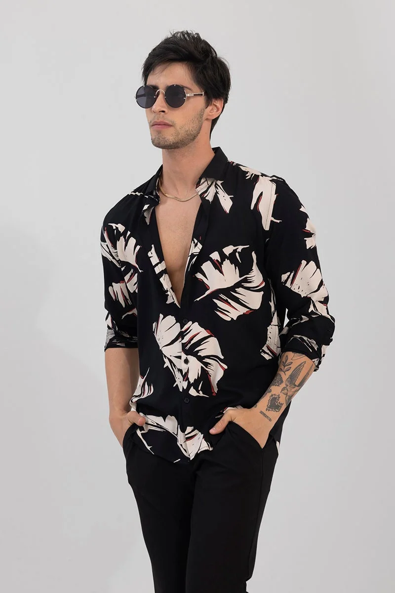 SNITCH Cut Leaf Black Shirt