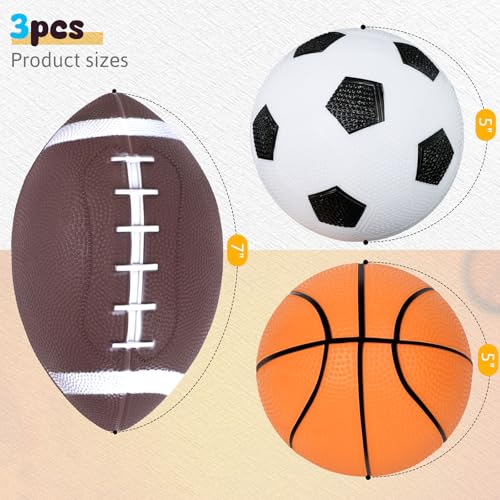Shindel Sports Balls for Kids, 5 Inches Playground Balls with Hand Pump, Includes Football, Basketball - Image 2