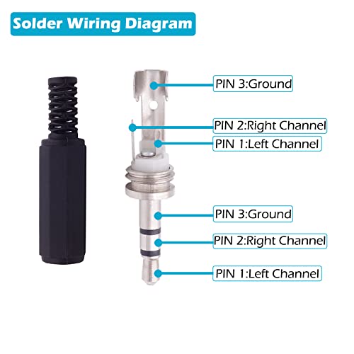 Fancasee 10-Pack 3.5mm 1/8" Replacement Repair Jack TRS Stereo Male Plug Adapter 3.5mm Solder Type DIY Audio Cable Connector for Speaker Headphone Headset Earphone Cable Repair - Image 2