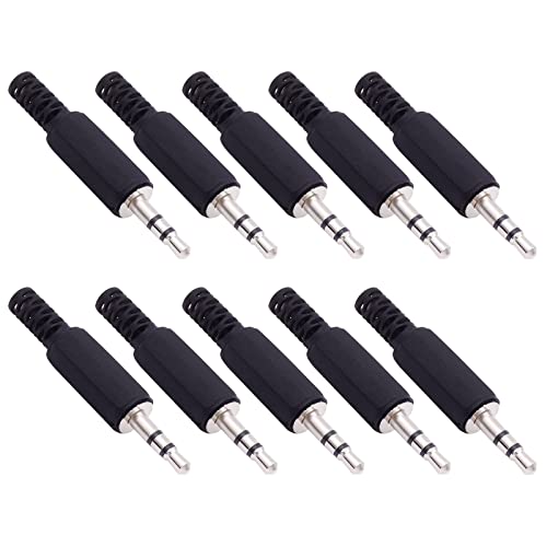 Fancasee 10-Pack 3.5mm 1/8" Replacement Repair Jack TRS Stereo Male Plug Adapter 3.5mm Solder Type DIY Audio Cable Connector for Speaker Headphone Headset Earphone Cable Repair - Image 1