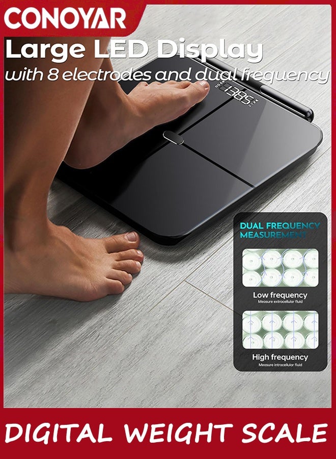 CONOYAR Digital Weight Scale with Retractable Handle, Smart Body Fat Weighing Scale for Weight, Fat, BMI, Muscle and other 57 Body Composition, 8 Electrode Pod Scale with Display - Image 5