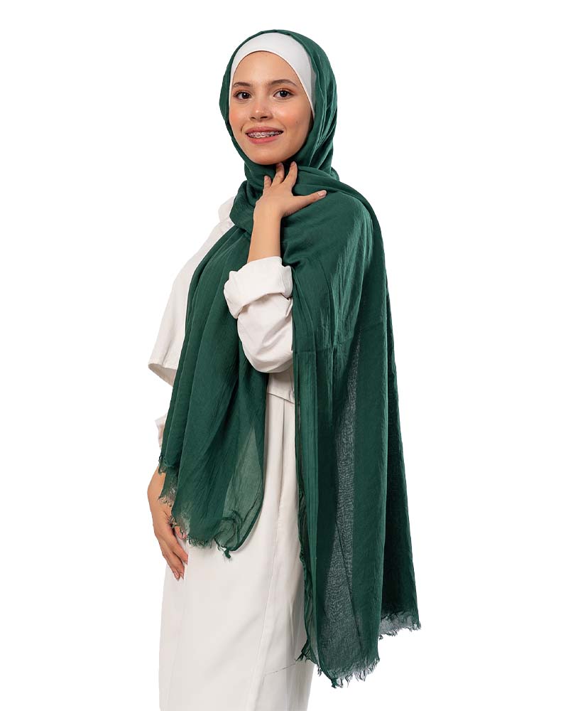كايان طرحة سادة خفيف قطن بتصميم مميز - اخضر - Image 1
