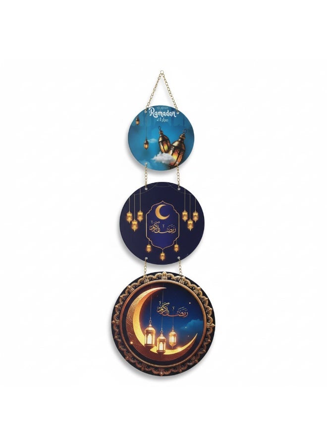 3-Tier Rotating Ramadan Pendant - Double-Sided Islamic Decor - Holy Mosques & Ramadan Greetings Design - Image 1