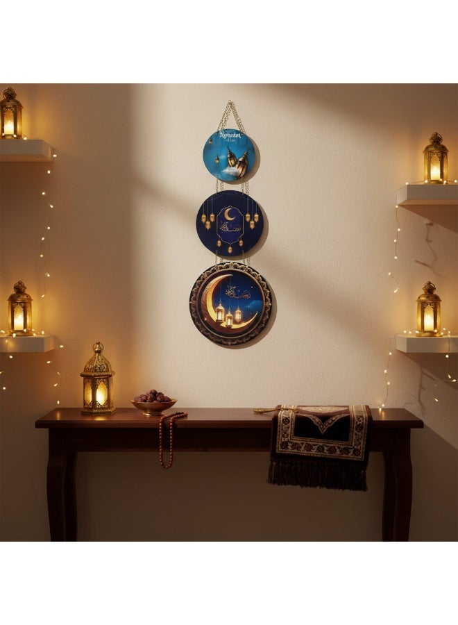 3-Tier Rotating Ramadan Pendant - Double-Sided Islamic Decor - Holy Mosques & Ramadan Greetings Design - Image 5