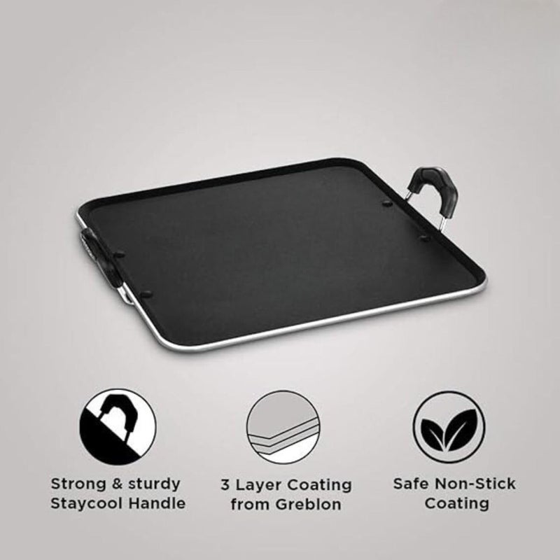 Irondeep Irondeep Aluminum Non Stick 5mm Thickness Pathri Tawa Black, 32cm  - Image 2