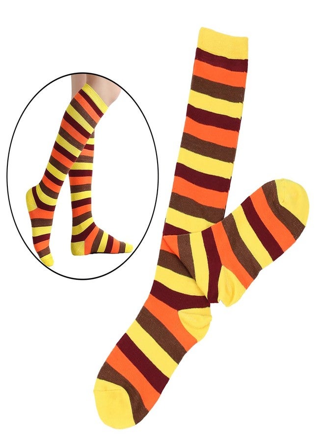 LKQBBSZ Striped Knee High Turkey Socks for Women Thanksgiving Stockings Striped Arm Sleeve Socks Party Stockings - Image 5