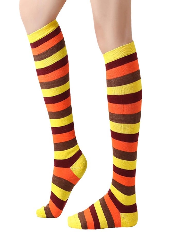 LKQBBSZ Striped Knee High Turkey Socks for Women Thanksgiving Stockings Striped Arm Sleeve Socks Party Stockings - Image 2