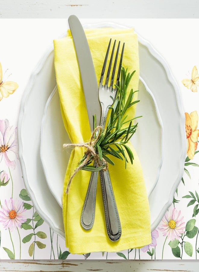 AnyDesign 50 Pack Floral Paper Place Mats Watercolor Flower Butterfly Disposable Placemat 11 x 17 Inch Spring Decorative Paper Table Mats for Dinner Table Setting Bridal Shower Wedding Party Supplies - Image 3