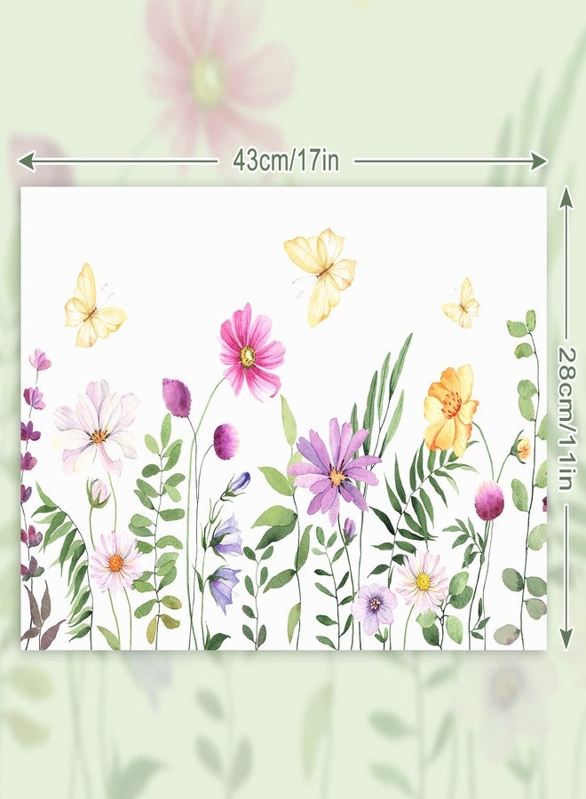 AnyDesign 50 Pack Floral Paper Place Mats Watercolor Flower Butterfly Disposable Placemat 11 x 17 Inch Spring Decorative Paper Table Mats for Dinner Table Setting Bridal Shower Wedding Party Supplies - Image 2
