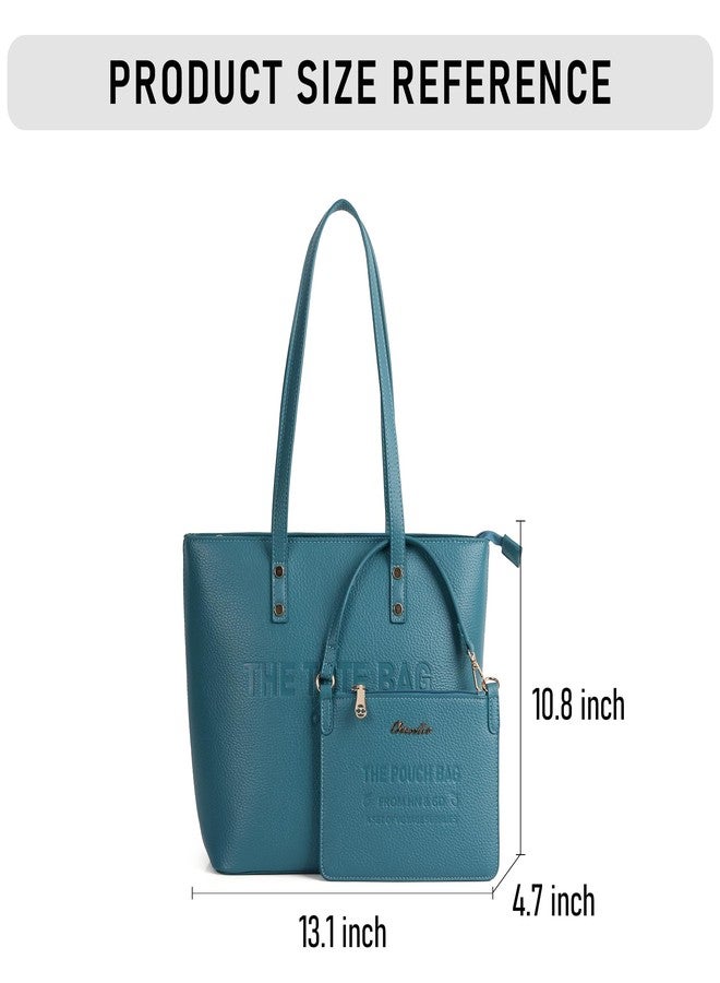 Chinllo Tote Bag for Women, Medium Top Handle Handbags Purse, Turquoise-grained, Medium - Image 3