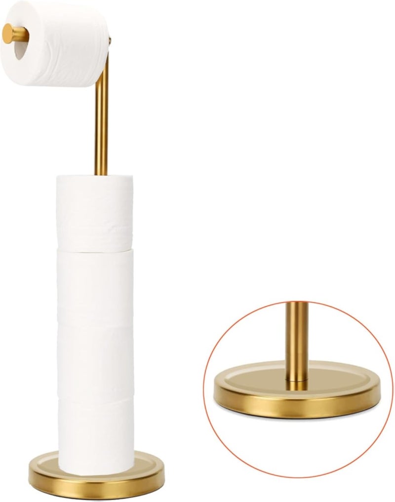 Fatizon Toilet Paper Holder Stand, Free Standing Toilet Paper Holder, Sturdy Base, Tissue Roll Holder Floor Stand Storage for Bathroom