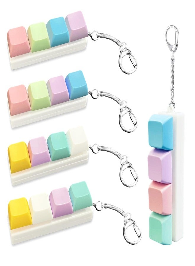 IIDEA 4 Pcs Keyboard Fidget Toy,Mechanical Key Button Clicker Keychain,Stress Relief Gift Office Toy to Pass The Time(Macaron Colors) - Image 1