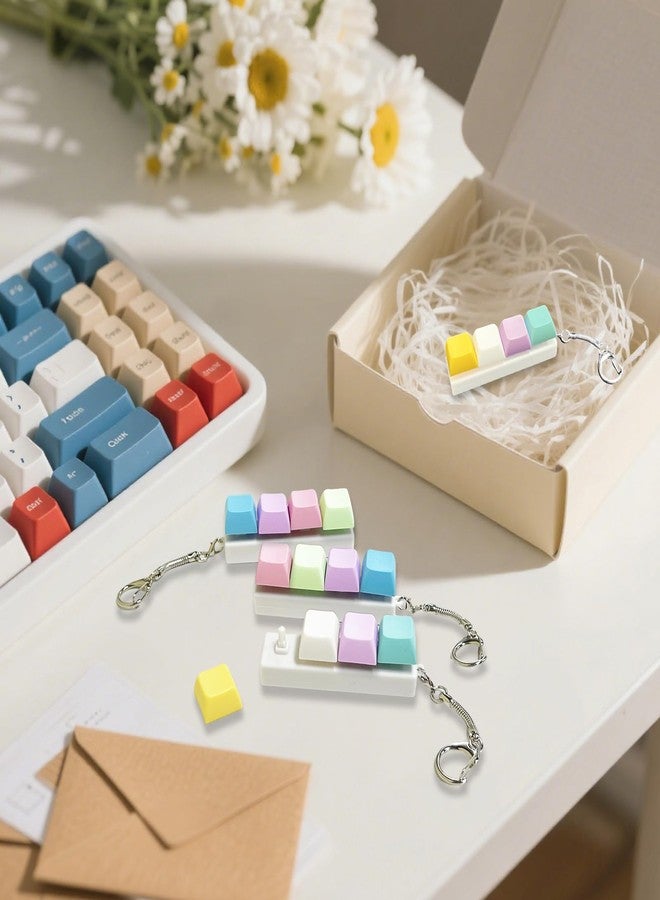 IIDEA 4 Pcs Keyboard Fidget Toy,Mechanical Key Button Clicker Keychain,Stress Relief Gift Office Toy to Pass The Time(Macaron Colors) - Image 4