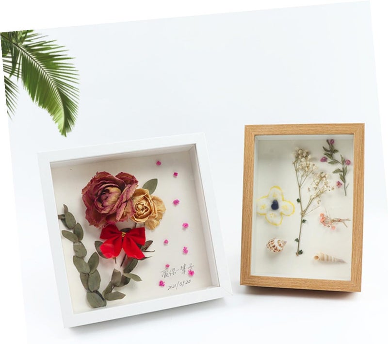 Zerodeko Wooden Picture Frame 6-inch DIY Shadow Box with Dried Flower Display, Hollow 3d Craft Photo Frame for Tabletop Home Décor and Artwork Display - Image 4