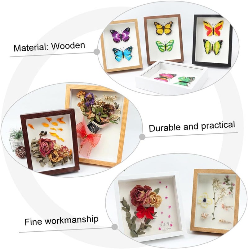 Zerodeko Wooden Picture Frame 6-inch DIY Shadow Box with Dried Flower Display, Hollow 3d Craft Photo Frame for Tabletop Home Décor and Artwork Display - Image 3