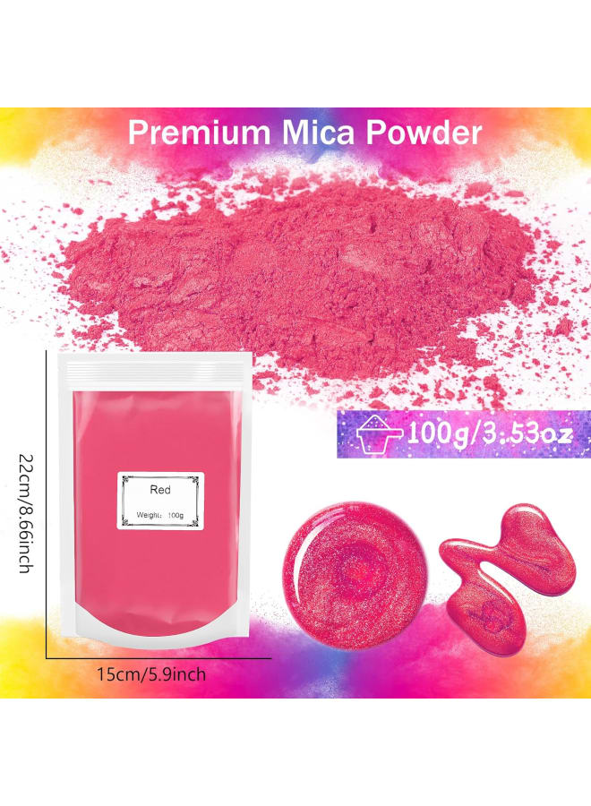 100g Mica Powder - Metallic Epoxy Resin Pigment Epoxy Resin Dye - Soap Dye, Powder Dye for Resin Making, Jewellery, Soap, Slime, Bombs, Bath, Candles (Red)  - Image 3