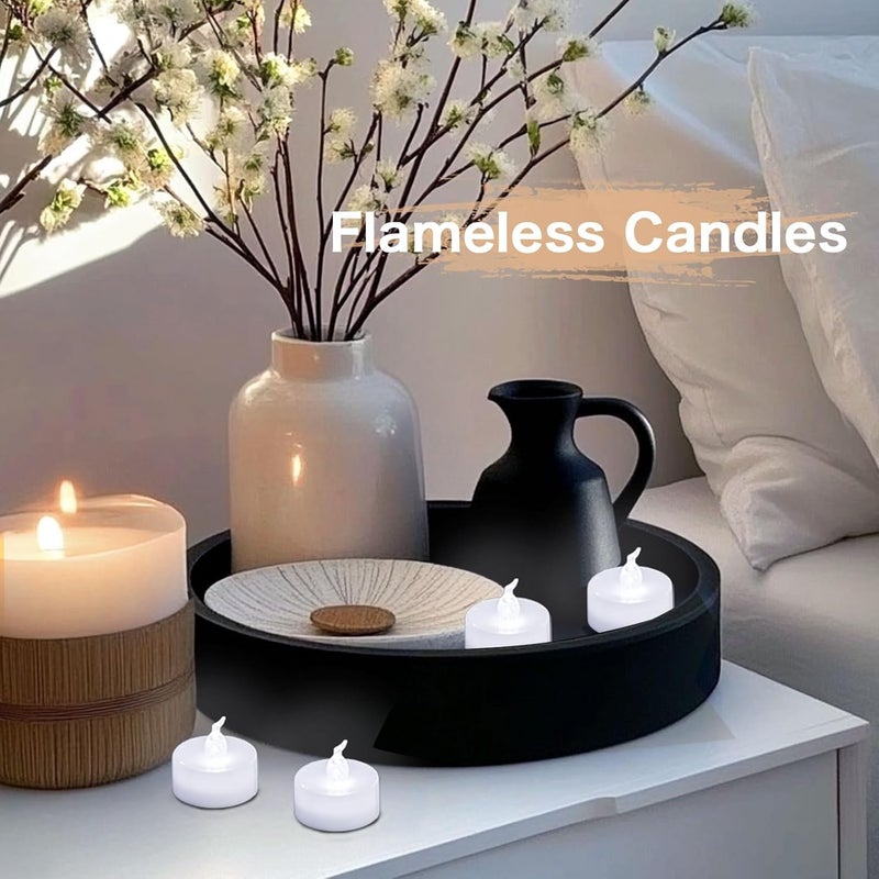 LANKER 24 Pack Flameless LED Tea Lights Candles, Steady Cool White Tealights, Long Lasting Battery Operated Fake Candles, Decoration for Halloween and Festival Celebration (Cool White) - Image 5