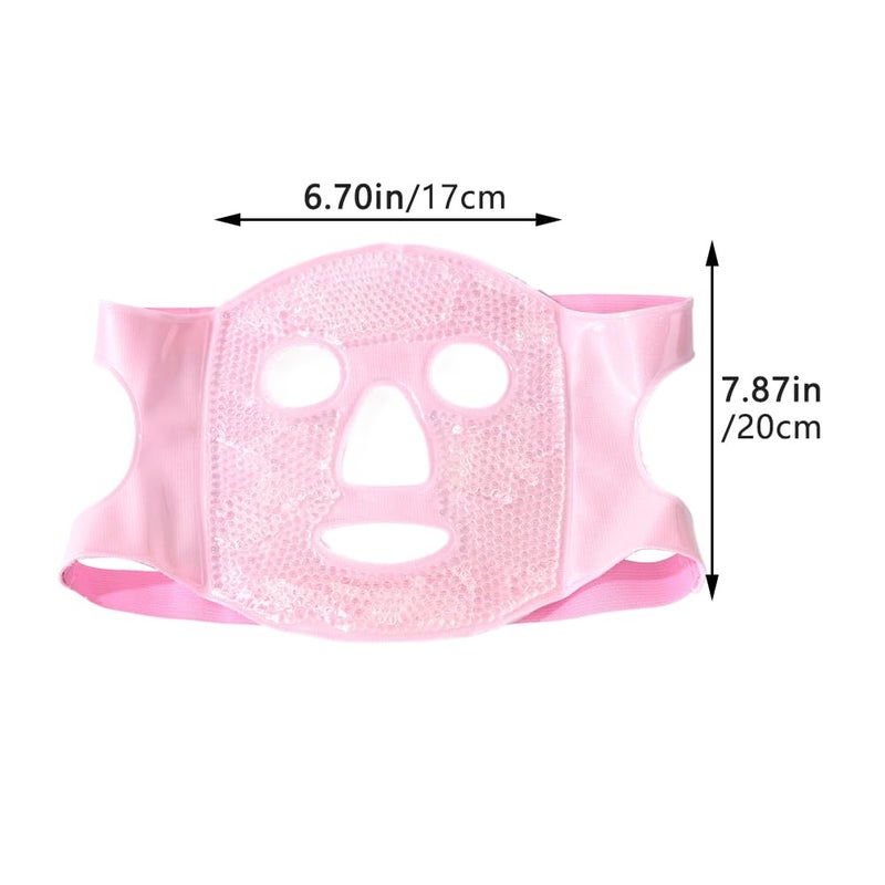 CALIDAKA Gel Beads Face Cover Ice Mask Pack Cold Face Eye Mask Ice Pack Reduce Face Puff Gel Beads Hot Heat Cold Compress Pack Face SPA for Woman Sleeping, Pressure, Headaches(COLOR:Pink) - Image 2