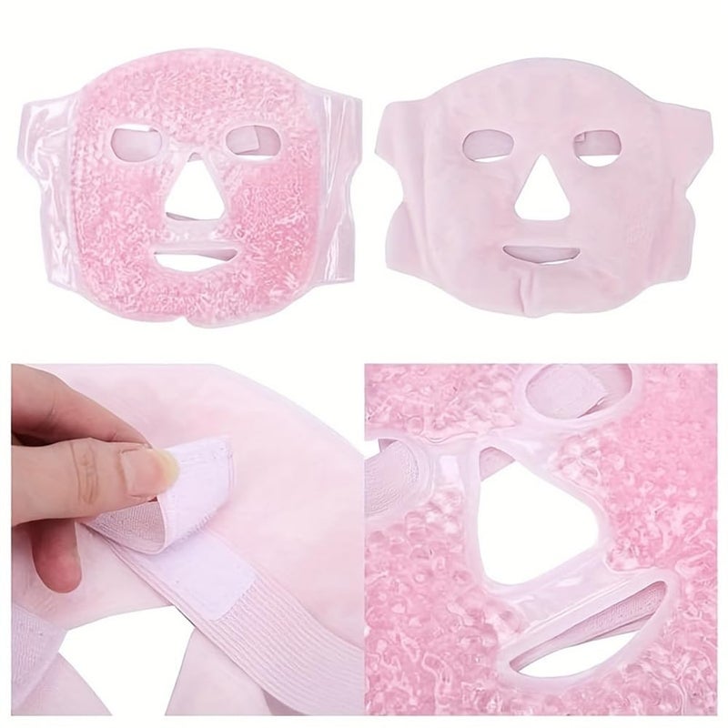 CALIDAKA Gel Beads Face Cover Ice Mask Pack Cold Face Eye Mask Ice Pack Reduce Face Puff Gel Beads Hot Heat Cold Compress Pack Face SPA for Woman Sleeping, Pressure, Headaches(COLOR:Pink) - Image 5