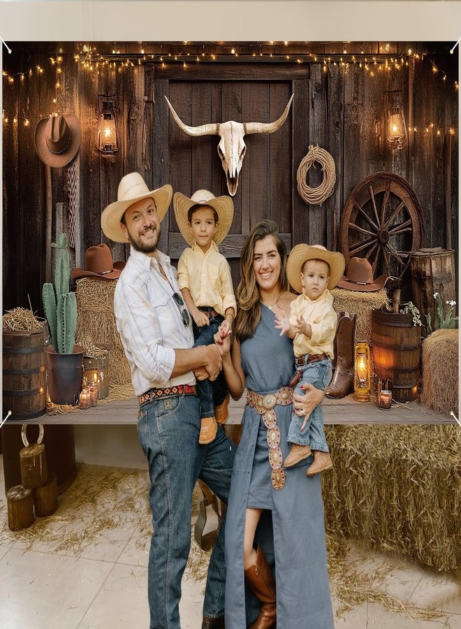 UNIIDECO Western Cowboy Backdrop, Western Party Decorations Photography Background for Cowboy Cowgirl Birthday My First Rodeo Party Wild West Photoshoot (5.9 x 3.6 FT) - Image 4