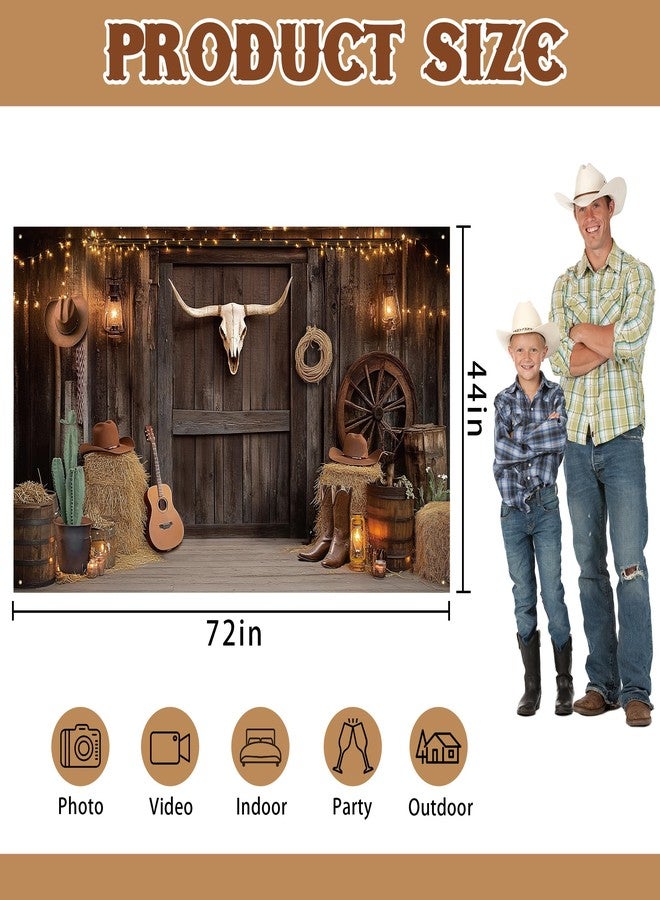 UNIIDECO Western Cowboy Backdrop, Western Party Decorations Photography Background for Cowboy Cowgirl Birthday My First Rodeo Party Wild West Photoshoot (5.9 x 3.6 FT) - Image 2