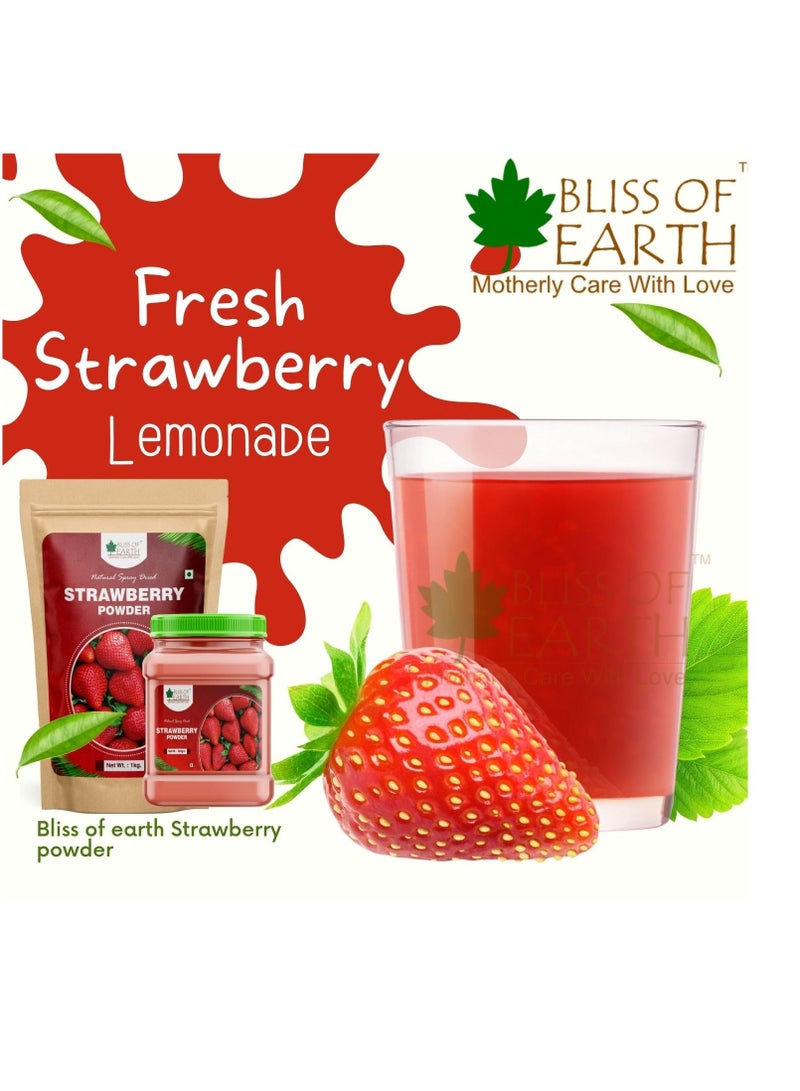 بليس اوف ايرث 500 جم مسحوق فراولة للحليب ، ميلك شيك ، كيك ، بخاخ أطفال لوفينج ناتشورال مجفف عبوة من قطعتين - Image 2
