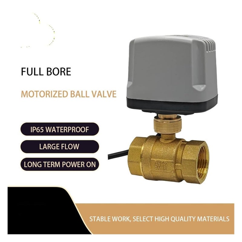 Motorized Ball Valve Brass IP65 Waterproof 3 Wire AC110V DN15 Female Thread - Image 3