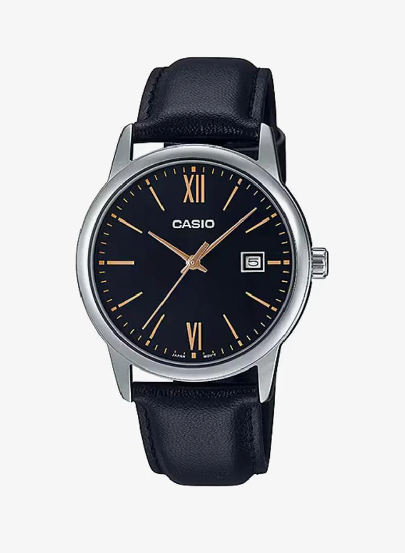 كاسيو Men's Leather  Analog Watch MTP-V002L-1B3UDF - 44X37  mm