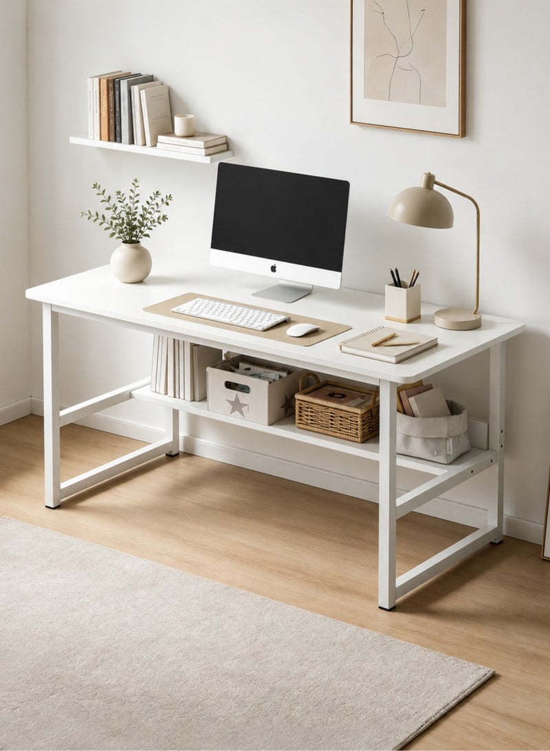 Canadel Computer Desk with Shelf, Rounded Corner Design, Scratch & Waterproof Surface, Office Table for Home Office Study Writing Work - Image 1